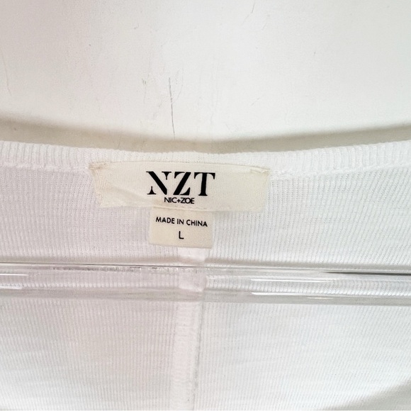 NZT NIC+ZOE WHITE LONG SLEEVE SQUARE NECK T-SHIRT WOMENS SZ LARGE - Picture 3 of 5